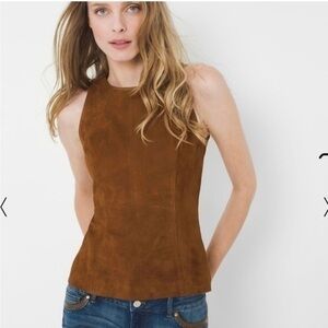 NWT genuine leather suede top fully lined new 100% real suede gold zipper boho